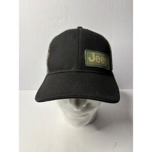 Jeep Black Camo Trucker Hat Jedco Adjustable Snapback Mesh Logo Cap OSFM‎